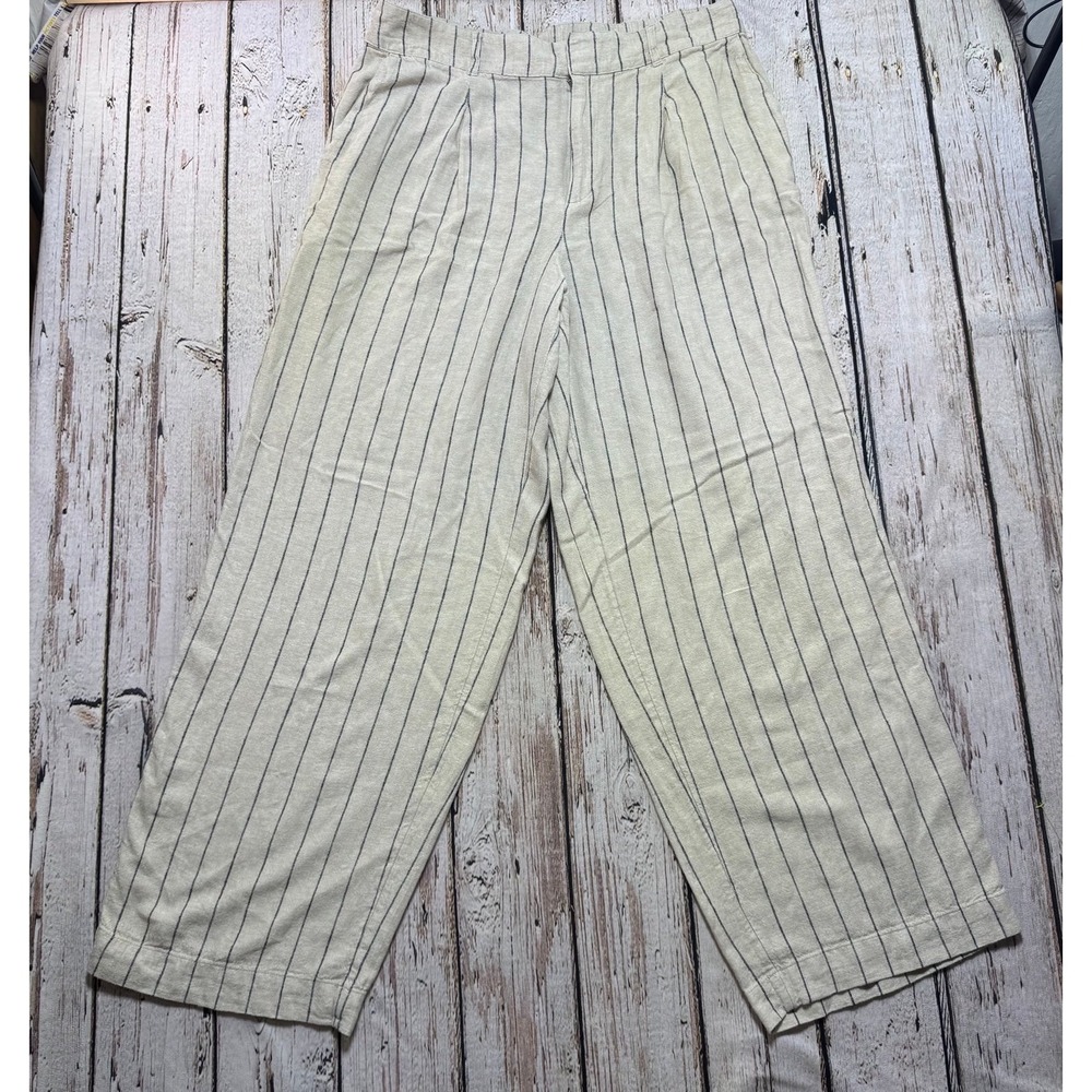 A New Day linen blend striped wide leg pants 12‎
